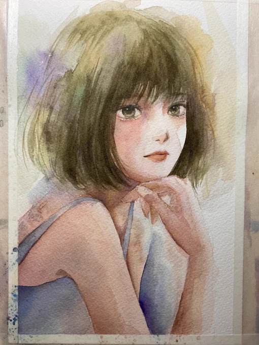 見つめる  #水彩画 #watercolor #アナログ絵