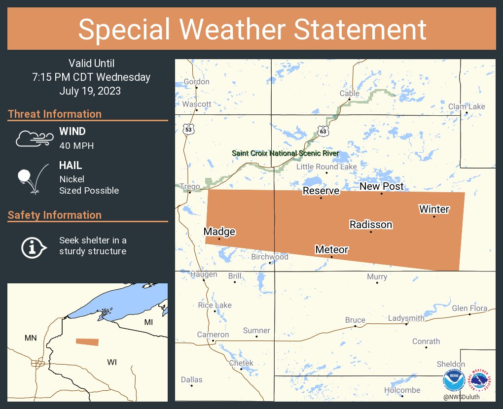 NWS Duluth on Twitter "A special weather statement has been issued for