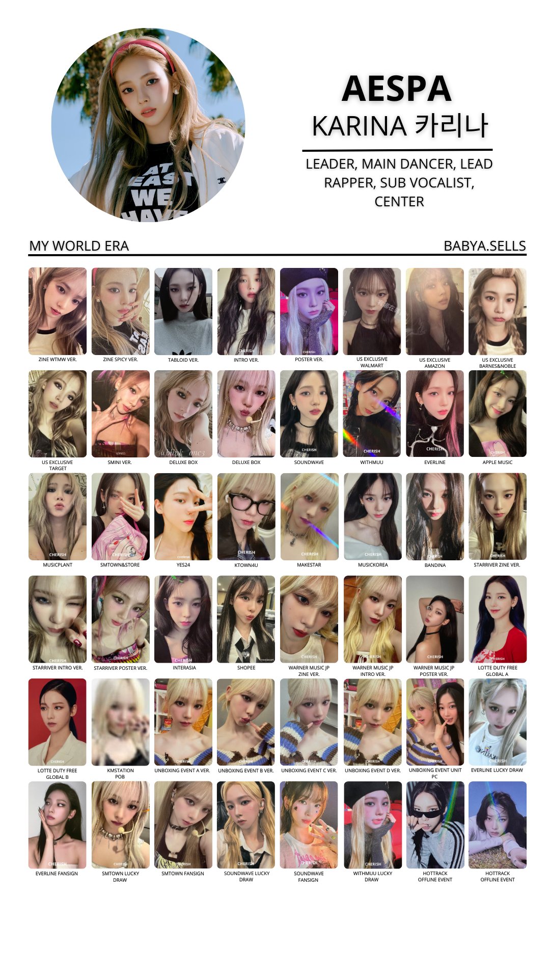 BABY A 🐝 on Twitter "Aespa "MY WORLD" ALL photocards template Aespa