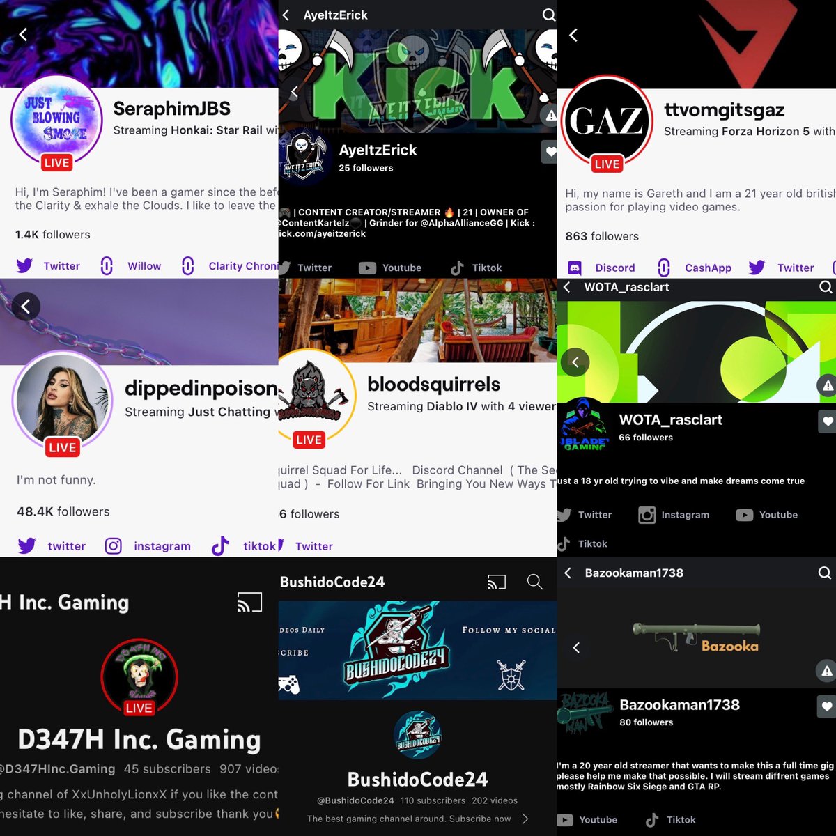 StreamerBPromos's tweet photo. @Seraphimkaylore @AyeitzErick1 @OmgitsGarethh @dippedinpoison @BloodSquir46296 @dizzyrasclart @D347HINC @BushidoCode24 @bazookaman1738 are today's shout-outs. 
#smallstreamers
#SupportSmallStreamers
@SurvivalPiraten
@BlazedRTs
@sme_rt
@rtsmallstreams
@SupStreamers
@promo_streams https://t.co/vkp1tUgrIn