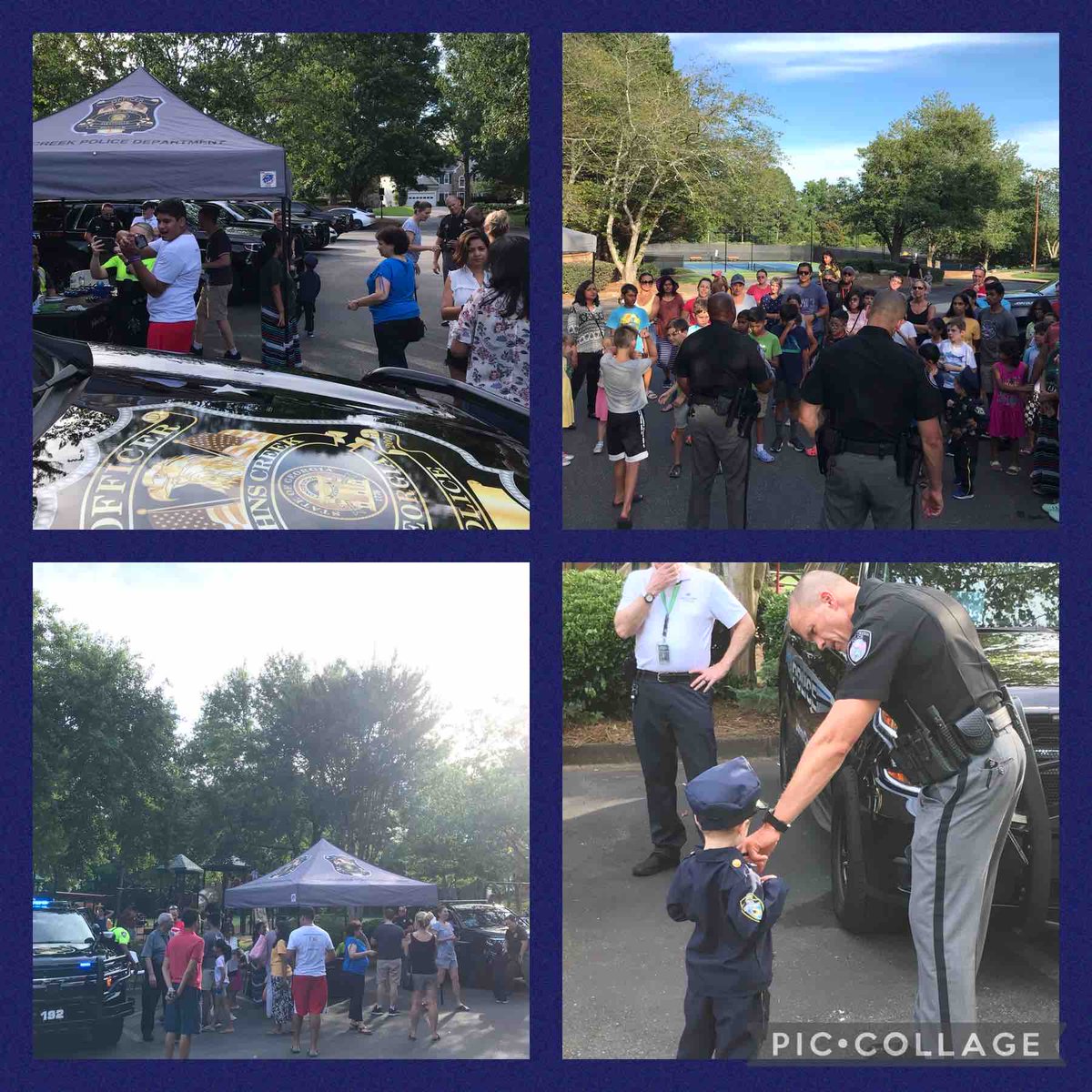 JohnsCreekPD's tweet photo. Had a great time with here the residents of #Shakerag. Our Chief even met a future officer. Truly we are #StrongerTogether and we are grateful for the community we serve. #JCPDWare #JohnsCreekPD https://t.co/Kc988uDxmM