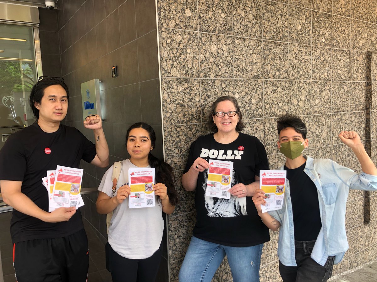 This week, Downtown <a href="/HiltonHotels/">Hilton Hotels</a> workers were out to talking to people on the street about wanting a fair contract with wages that can support them and their families.