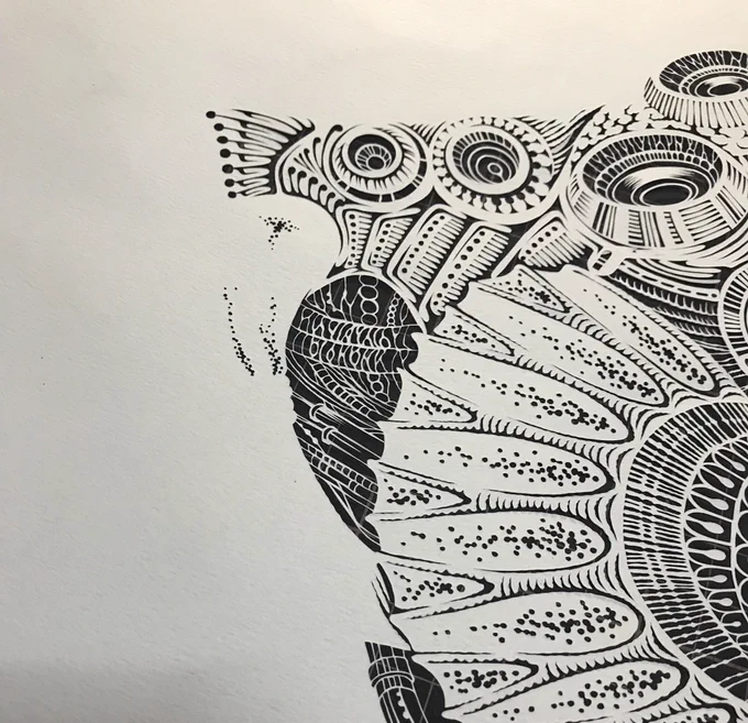 こういう明暗をつけるところに時間がかかるんよー #切り絵