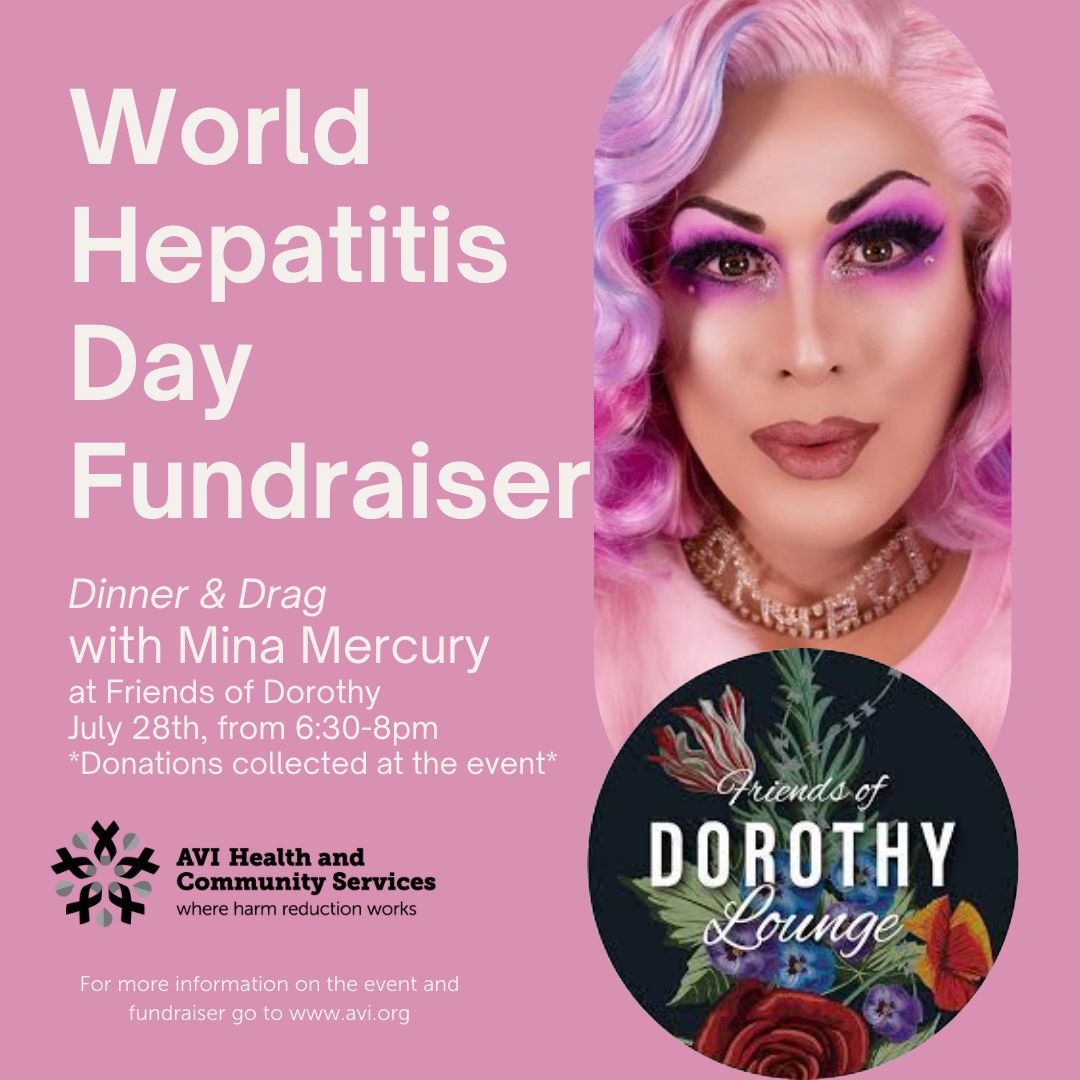 Join us July 28th from 6:30-8pm at Friends of Dorothy, where @MinaMercury will host a Dinner & Drag show in Victoria to raise funds and awareness about Hepatitis C! You can donate directly and find more information about this event in the Linktree in our bio.