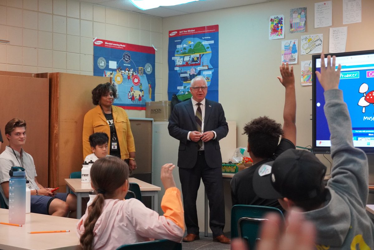 GovTimWalz's tweet photo. I spent a day in the life of Cole Rogers, a fourth-grade science teacher in Savage.
 
We’re putting resources behind recruiting and training educators like Cole to make Minnesota a top destination for young people considering a career in teaching. https://t.co/Iti4KRIbgz