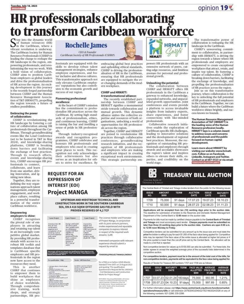 HRMATT1's tweet image. Click on the link to  the full article.

e-paper.guardian.co.tt/popovers/dynam…

Be sure to  look out for contributions by our members going forward. Get your copy of the Trinidad Guardian today

#HRMATTSays
#CSHRP
#learnwithhrmatt
#hrmattcares
#WeareHRMATT
#CaribbeanHR