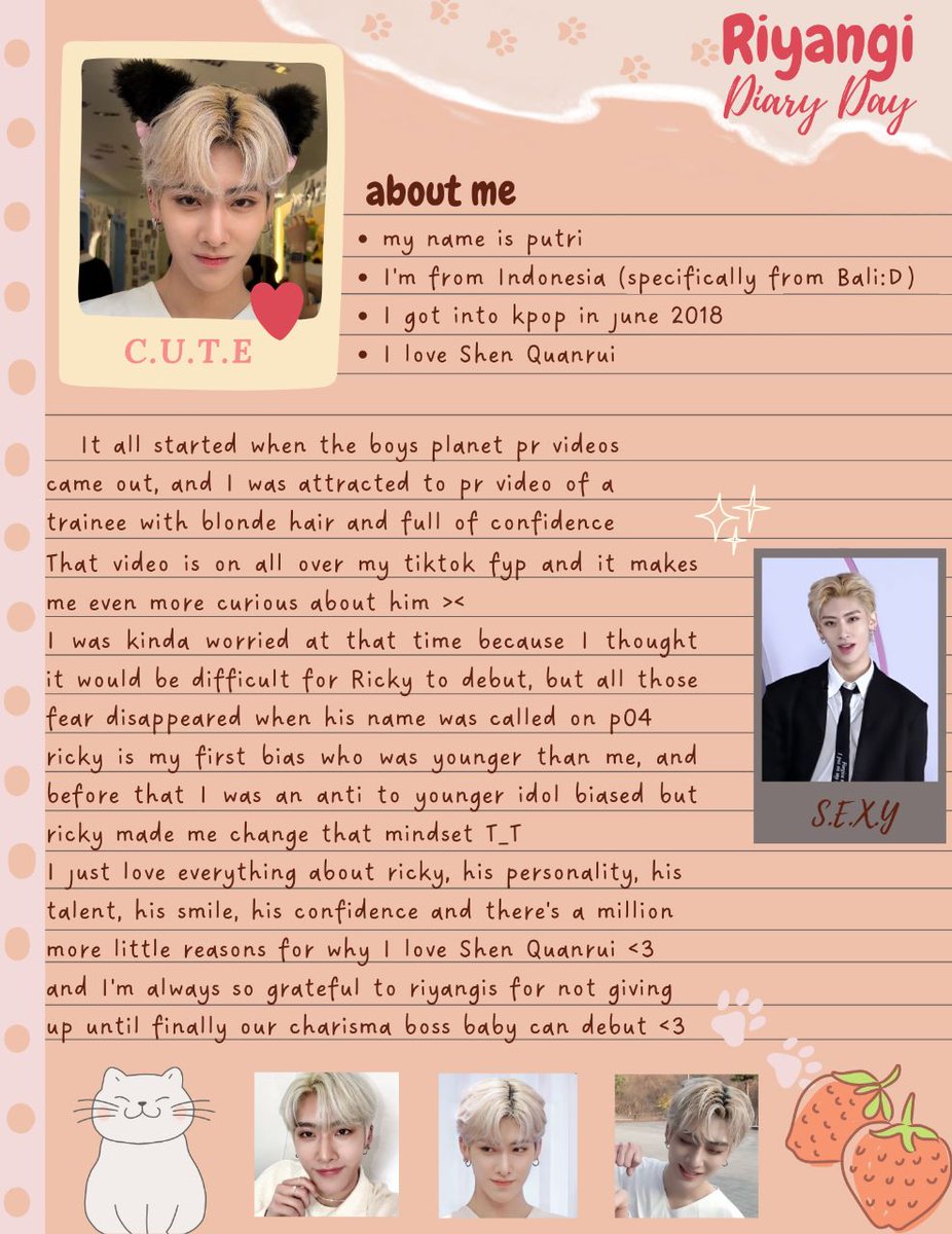 zhlovelicky's tweet photo. first page of my riyangi's diary🍓
#Riyangi_Introduction #DearRicky #디어리키 #RICKY #리키 #沈泉 #ZB1 https://t.co/MTJAe12UOQ