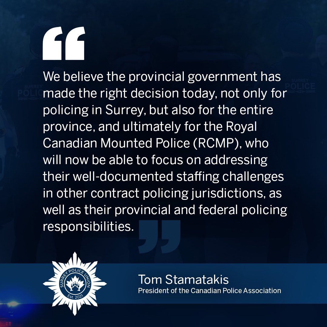 Thank you to the Canadian Police Association for the support. #bcpoli #surreybc #canpoli