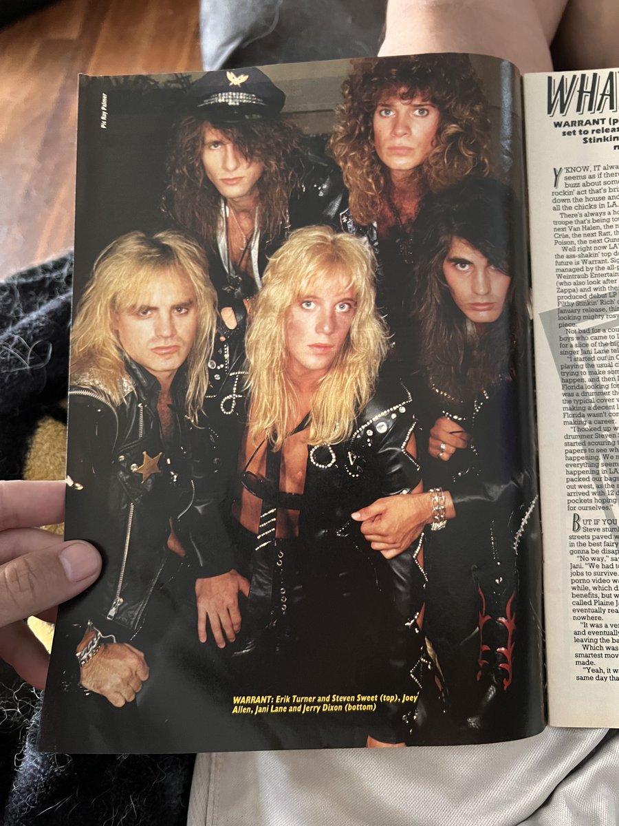 HairMetalGuru's tweet photo. #Warrant article n picture from #Kerrang in October of 1988, 3 months before #Dirtyrottenfilthystinkingrich was released. #hairmetal #janilane https://t.co/hAKM4zlVwM