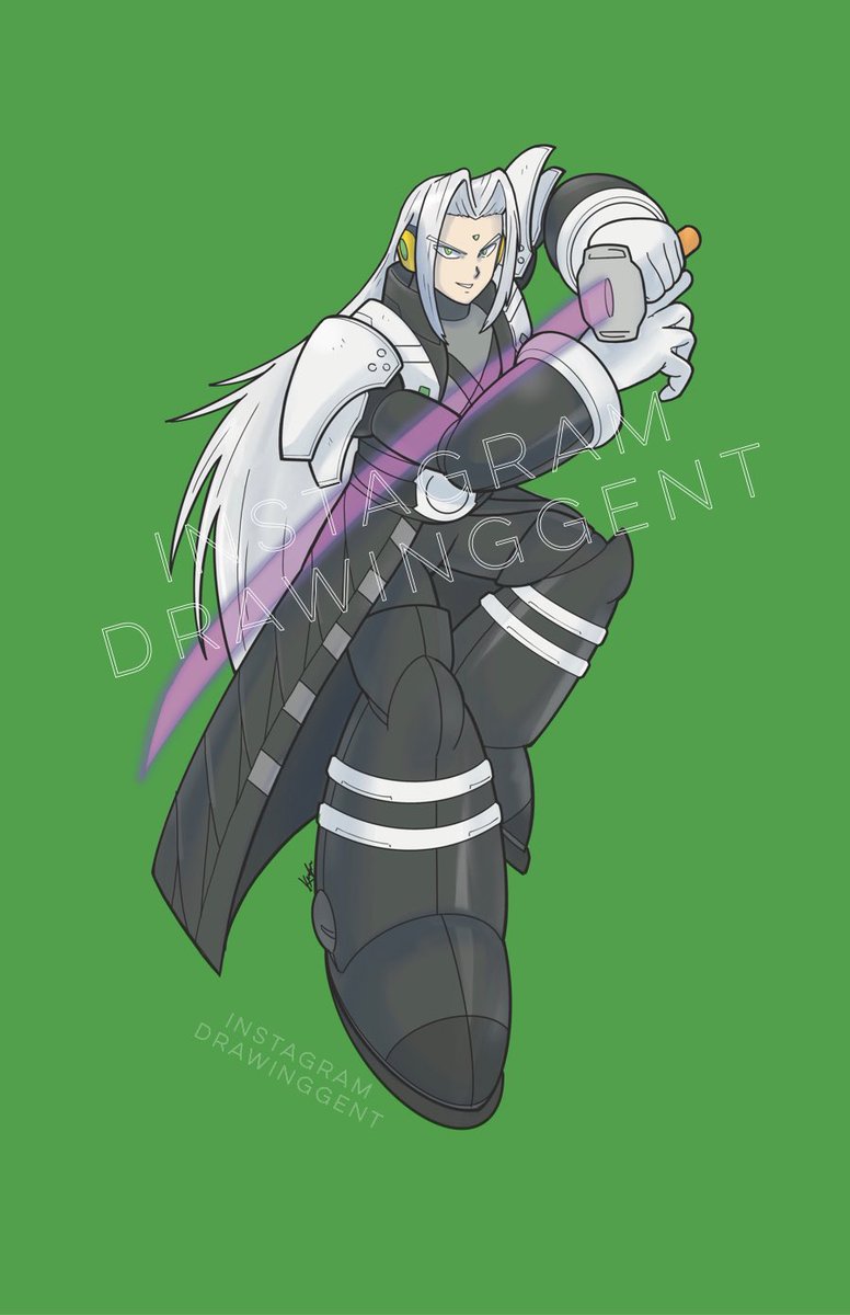 DrawingGentCA's tweet image. The one winged maverick is here #sephiroth #reploid #megamanx #megaman #finalfantasy7 #FF7Remake