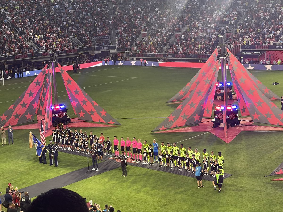 Stage is set on a beautiful night for the MLS All Star Game at Audi  Field in DC. MLS v Arsenal. Game on! #MLSAllStarGame #Arsenal