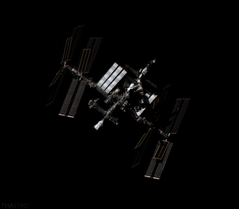 The #ISS as it flew over the UK a few hours ago, captured from home with my 16' scope. Terrific detail on @SpaceX's Crew-6 Dragon this time around, with the radiators also on full display. #Astrophotography