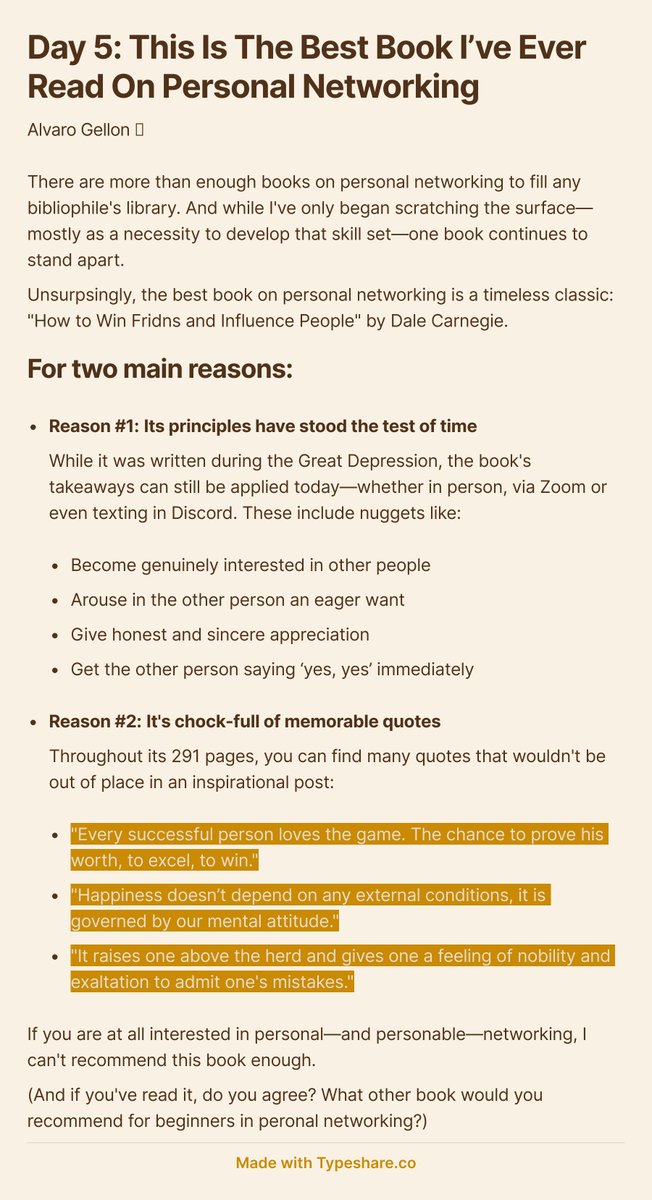 alvarogellon's tweet image. Day 5 of #Ship30for30 - The Best Book I’ve Ever Read on #PersonalNetworking