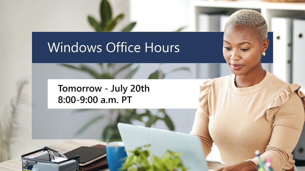 Visit aka.ms/JoinOfficeHours to post your questions in advance for Windows Office Hours tomorrow, 8-9am PT! Chat-based. Supported by engineers building Windows, Intune, Windows 365, Windows Autopatch, and Windows Autopilot. Join us!

#Windows #Windows11 #MSIntune #Windows365