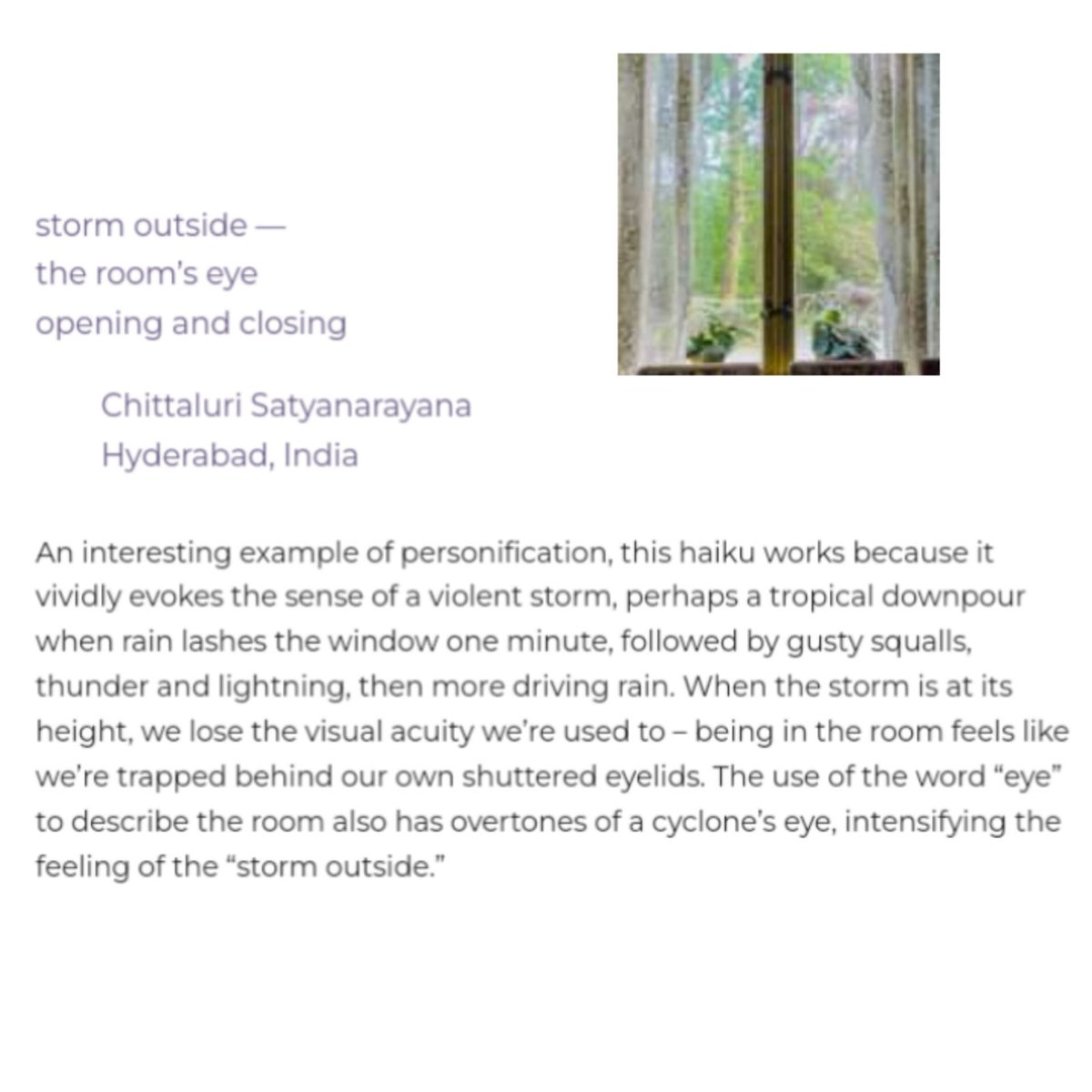 Thrilled to you have my haiku  selected for commentary this week in international online Journal Haiku Dialogue, Haiku foundation.
    I am so grateful to Respected Judge Marietta.