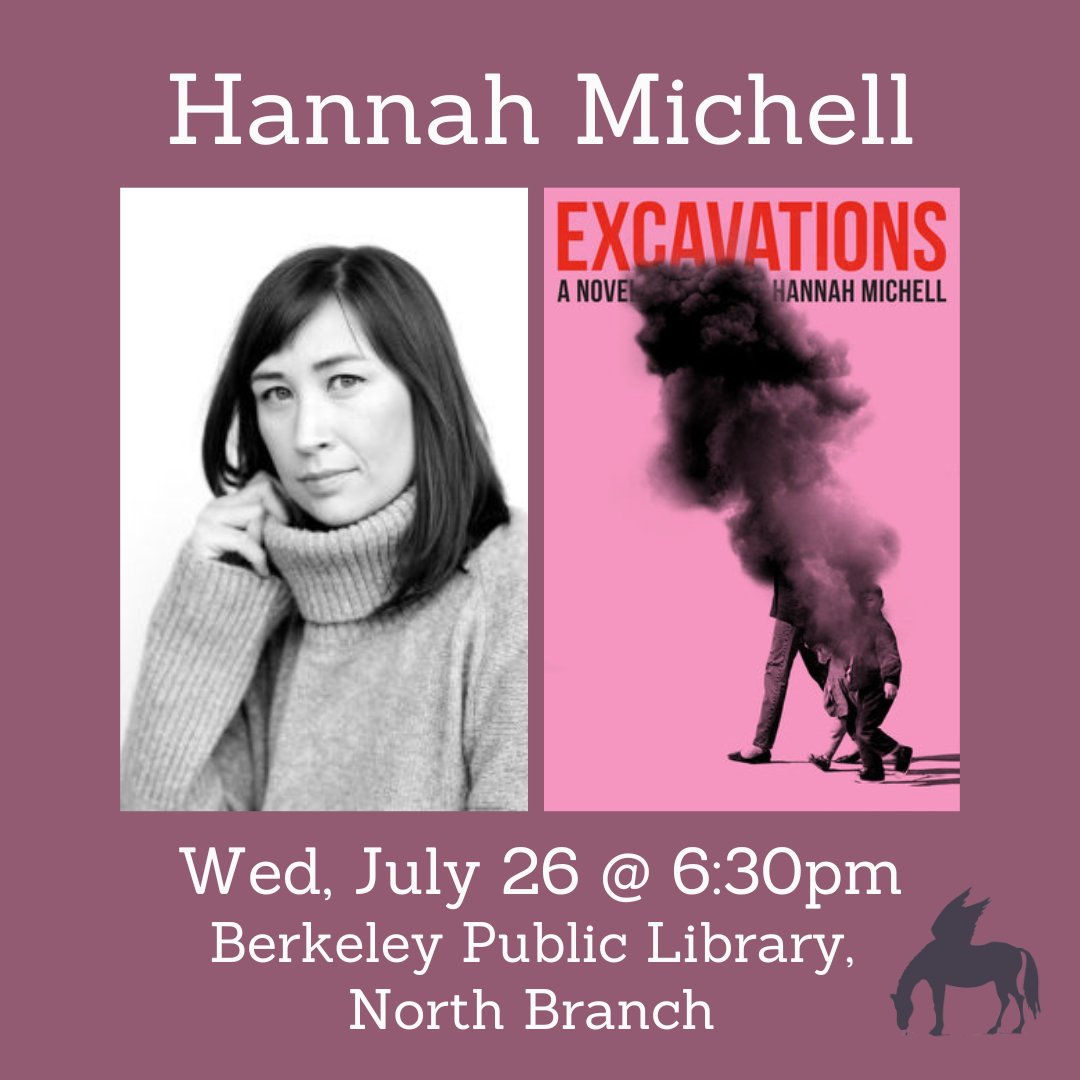 One week from tonight! Join us at 6:30pm on Wednesday 7/26 at Berkeley Public Library’s North Branch to celebrate #Berkeley author Hannah Michell’s new novel, “Excavations”! 📖 Hosted by BPL and Left Margin LIT. For more info, click here: berkeleypubliclibrary.org/events/author-…
