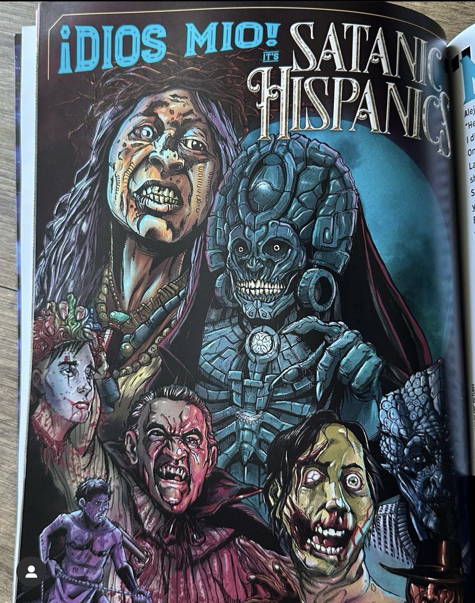 Full reveal of My #satanichispanics illustration done for @fangoria …loved working on this one! #fangoria #fangoriamagazine #horror #hispanichorror #art #artwork #puishorrorartist #puiscalzadaart