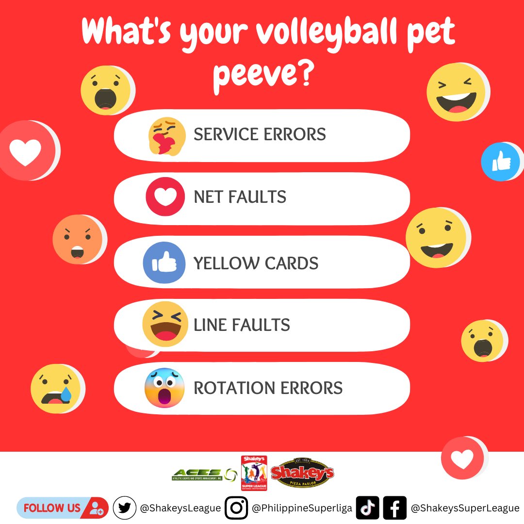ShakeysLeague's tweet image. Whats your volleyball pet peeve? React to this post or tell us in the comment section!

#ShakeysSuperLeague #SSLNationalInvitational
