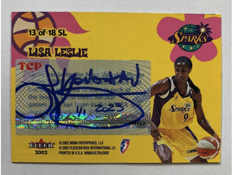 ProjectCurrency's tweet photo. Title:  Better have my donuts!
Medium: Oil paint on authentic 2002 Fleer WNBA Lisa Leslie basketball card #13
TCP Serial Number# 0052
#LisaLeslie
#WNBA 
#LASparks https://t.co/L7RCbC6Q7o