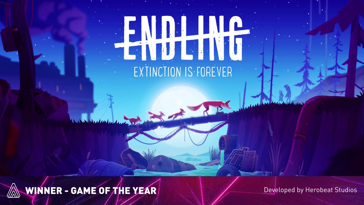 G4C's tweet photo. @ELineMedia We are thrilled to announce that Endling - Extinction is Forever by @HerobeatStudios  is the winner of the Game of the Year award! 🏆🦊

Congratulations on your second win of the night! https://t.co/TJlfOTRk02
