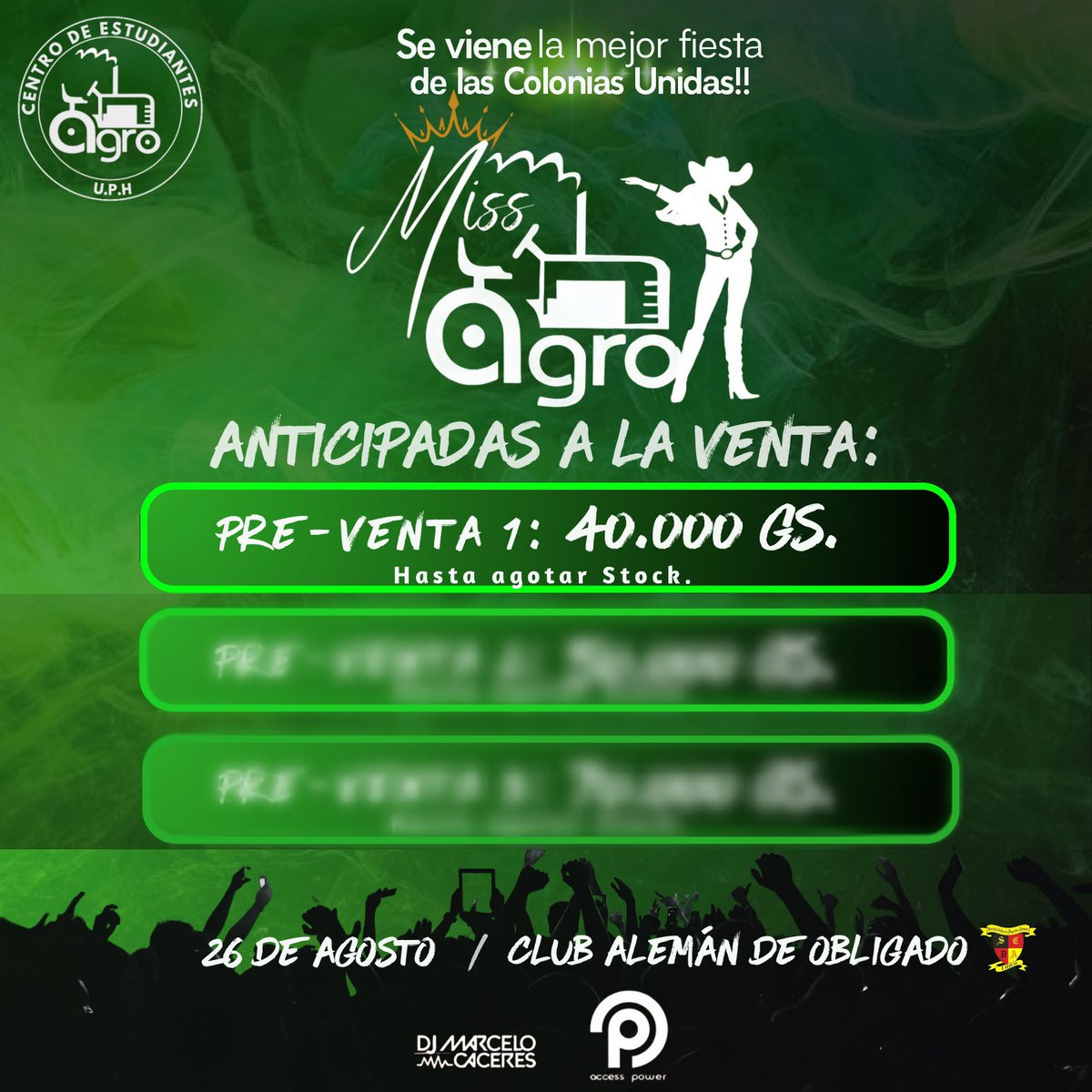 Este 26 de agosto nos volvemos a encontrar en "LA MEJOR FIESTA DE LAS COLONIAS UNIDAS”

MISS AGRO 2023👑💚

Les dejamos toda la info necesaria🫢

Nos veemos pronto 🤫🔜🚜🎨