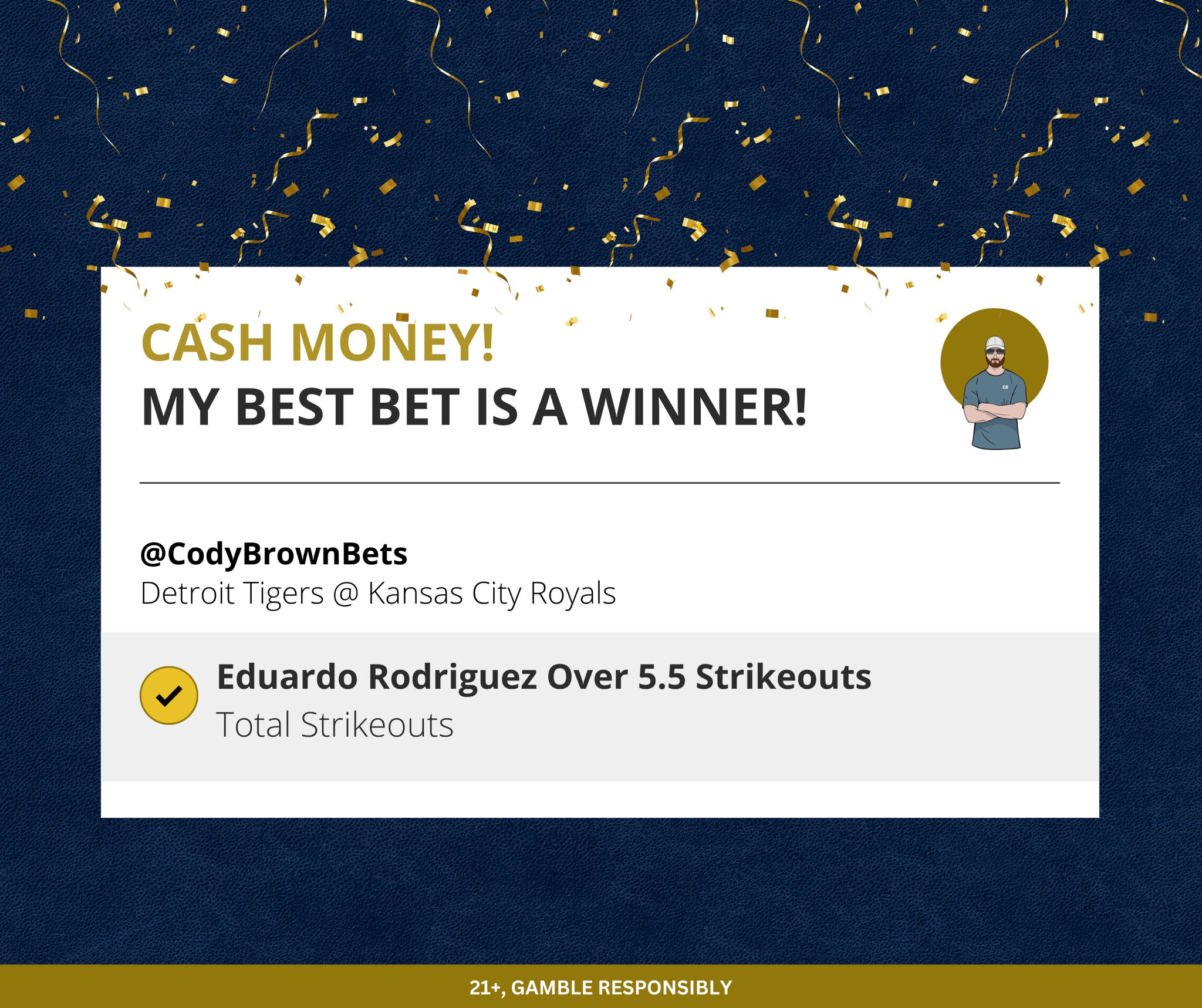Cody Brown Bets on Twitter "🏦 CASH. MONEY. 🔥 FIVE IN A ROW! My MLB