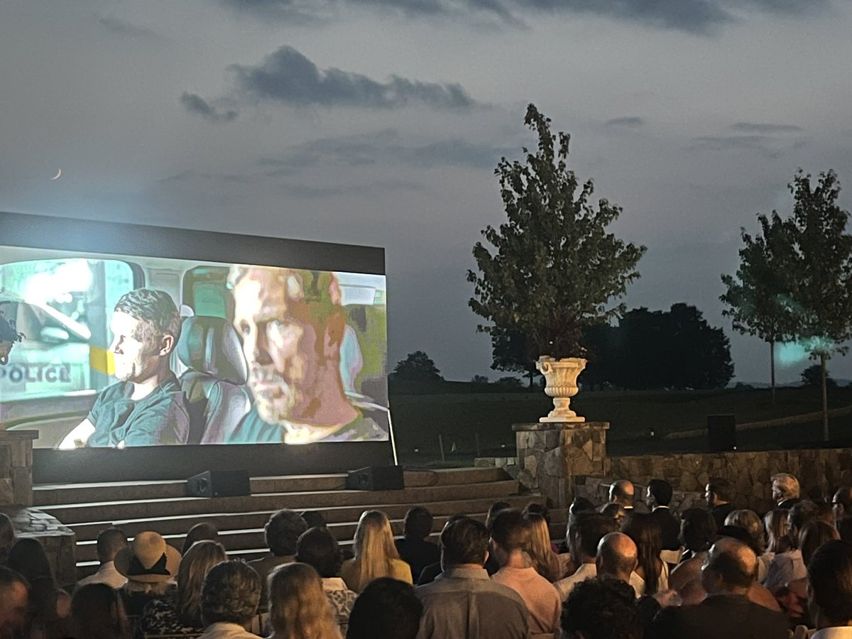 President Trump sits front row watching Sound of Freedom next to Jim Caviezel