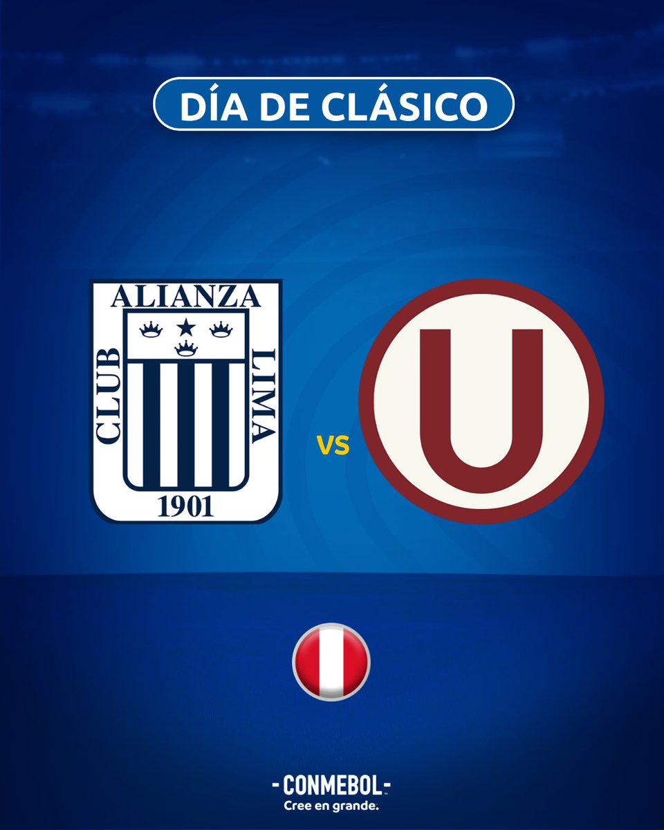 CONMEBOL's tweet photo. 🙌 ¡Es día de clásico en Perú! 

🇵🇪 Este sábado, se miden @ClubALoficial y @Universitario. ¿Cómo terminará el partido?

#CreeEnGrande https://t.co/sLNENhqJOk