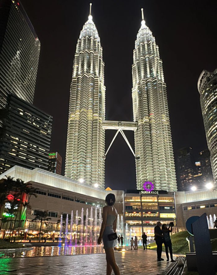 The most famous Petronas Towers in Kuala Lumpur, Malaysia are very beautiful at night.#travel
