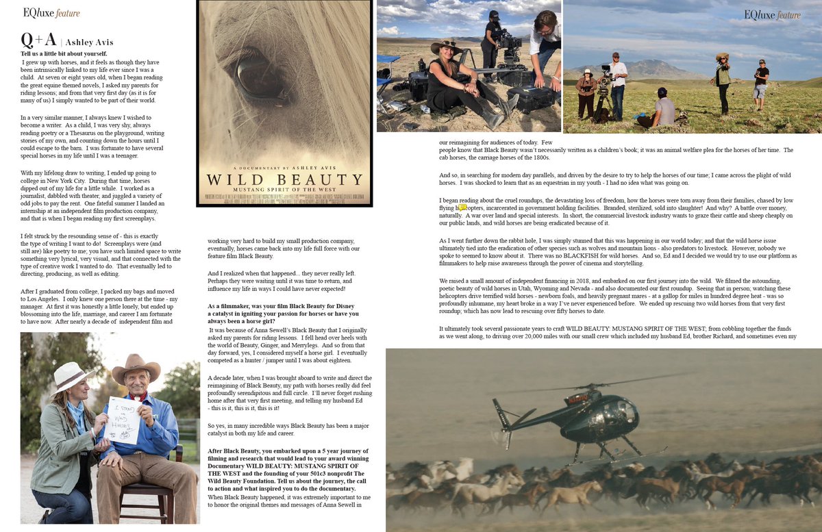 ashleyavis's tweet photo. Thank you @eqluxe for doing such a beautiful feature on our work at @wildbeautyorg, and for spotlighting our documentary WILD BEAUTY: MUSTANG SPIRIT OF THE WEST.

#istandwithwildhorses https://t.co/lH85P6isP8