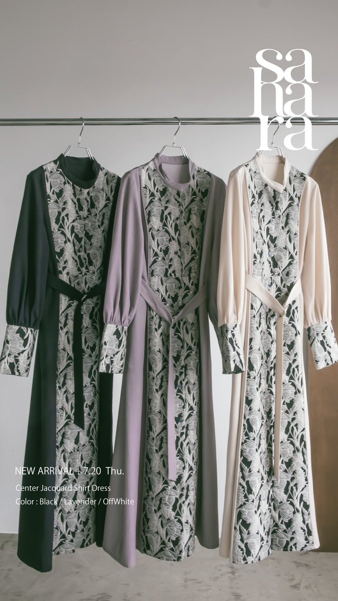 marte_jp's tweet photo. sahara NEW ARRIVAL｜7.20  Thu. 12:00

◾ Center Jacquard Shirt Dress
Color : Black / Lavender / OffWhite
Price : ¥24,200 (tax in)

https://t.co/gKTuaIcQuh https://t.co/gXOYpm2E1d