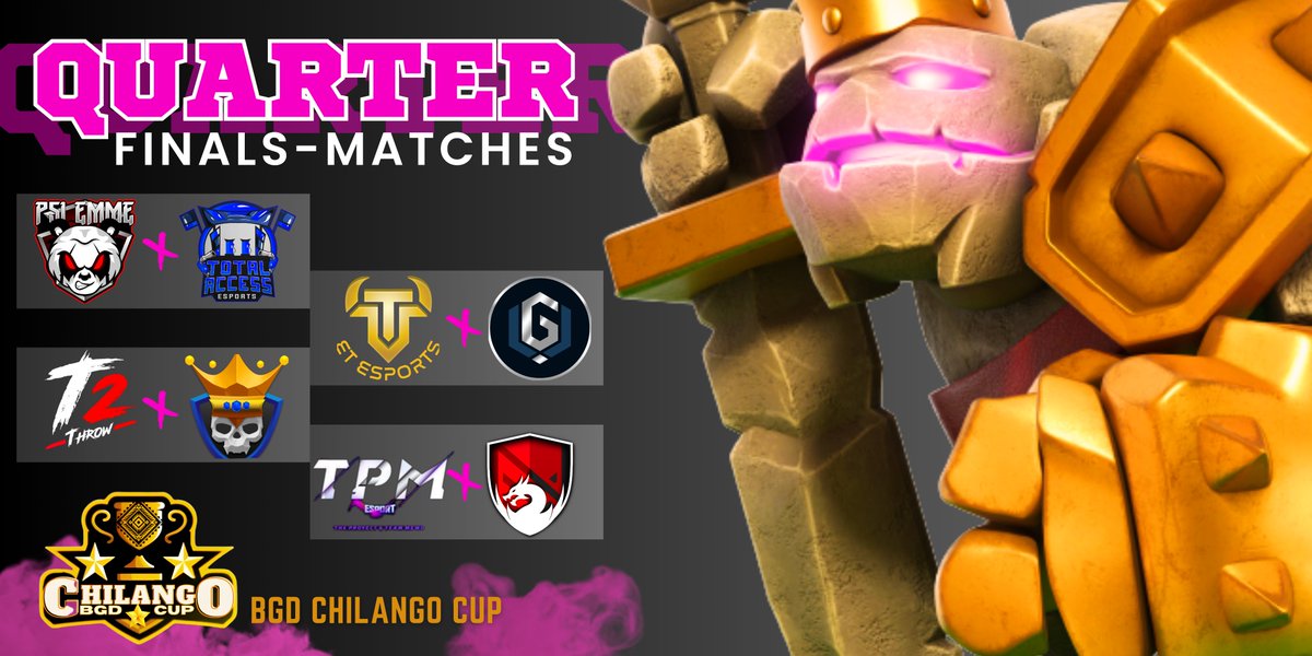 Bulma ID (@bulmaid) on Twitter photo Felicidades a los equipos que han llegado a los Cuartos de Final en BGD Chilango Cupβ€
- <a href="/EMME_Coc/">EMME eSports</a>
- <a href="/TotalAccessCoC/">TotalAccess</a>
- @emporiumtitans
- @UnitedGamingCOC
- @Time2Throw_
- <a href="/ClashChamps_CoC/">Clash Champs</a>
- <a href="/TPMSPORTS2/">T.P.M SPORTS</a>
- <a href="/VincereNaturali/">Vincere Naturalis</a>
Γxitos a todos.. y que se siga picando!! πͺπ€© Felicidades a los equipos que han llegado a los Cuartos de Final en BGD Chilango Cupβ€
- <a href="/EMME_Coc/">EMME eSports</a>
- <a href="/TotalAccessCoC/">TotalAccess</a>
- @emporiumtitans
- @UnitedGamingCOC
- @Time2Throw_
- <a href="/ClashChamps_CoC/">Clash Champs</a>
- <a href="/TPMSPORTS2/">T.P.M SPORTS</a>
- <a href="/VincereNaturali/">Vincere Naturalis</a>
Γxitos a todos.. y que se siga picando!! πͺπ€©