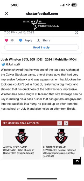Thanks for the write up! <a href="/6starfootballMO/">Six Star Football | MISSOURI</a> <a href="/GSV_STL/">Gateway Sports Venue</a> <a href="/JPRockMO/">JP Rock</a>