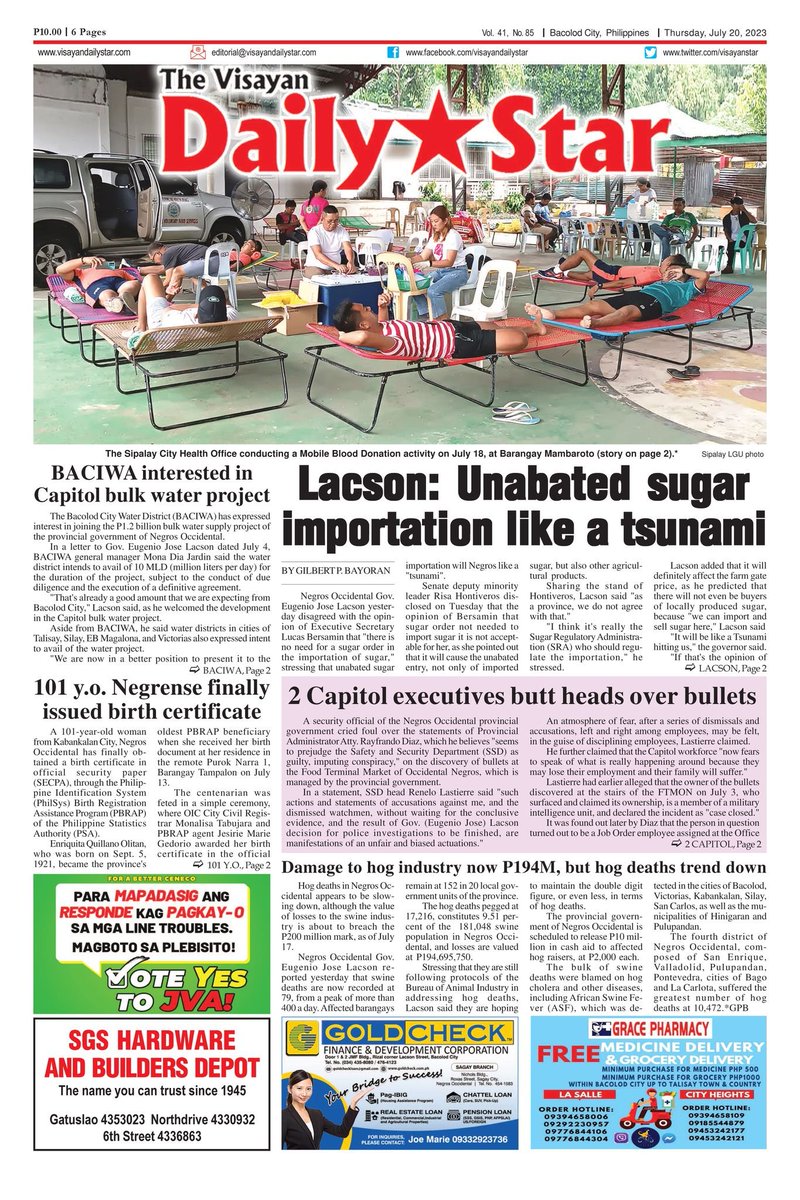 visayanstar's tweet photo. The Visayan DAILY STAR
Thursday, July 20, 2023 Issue https://t.co/Ijtjq56x3G