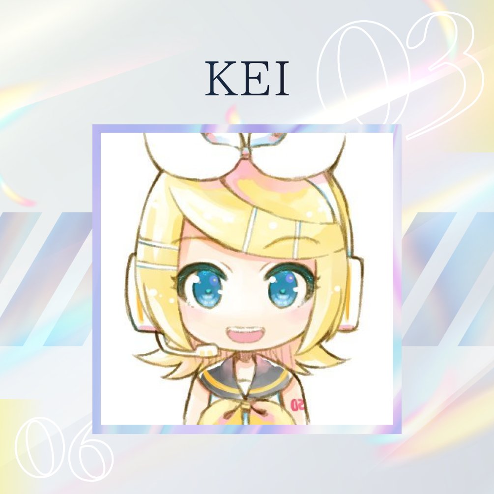 IZUMOofficial's tweet photo. [SAI Artist Reveal #3]

KEI @keigarou 

KEI designed Hatsune Miku, Kagamine Rin/Len, Megurine Luka, and the VTuber, Miraiakari.

Follow @IZUMOofficial to get timely opportunities for KEI's digital art.

#SAIbyIZUMO https://t.co/MG6Ajiy6x2