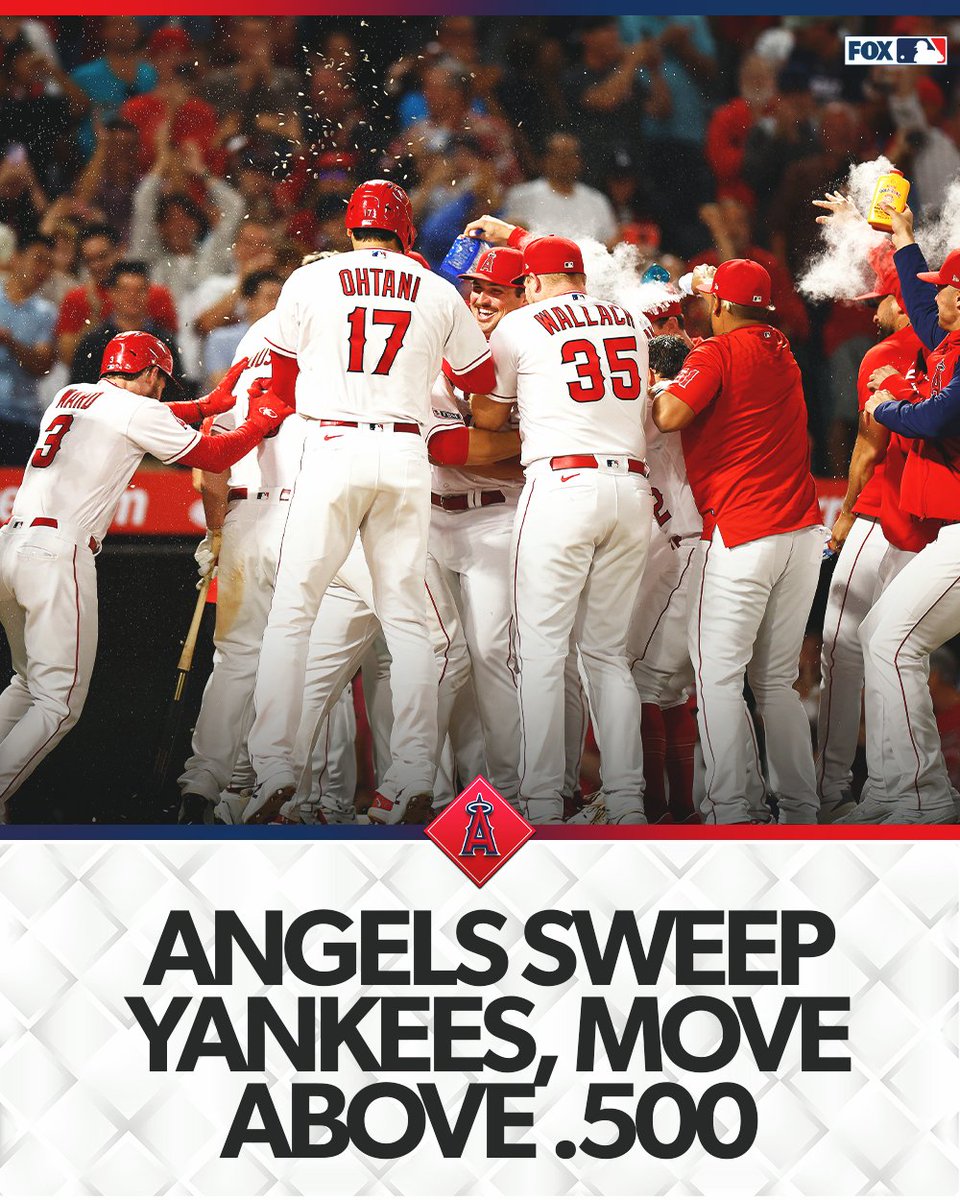 MLBONFOX's tweet photo. The Angels sweep the Yankees 🧹🧹🧹 https://t.co/mfN8c17INp