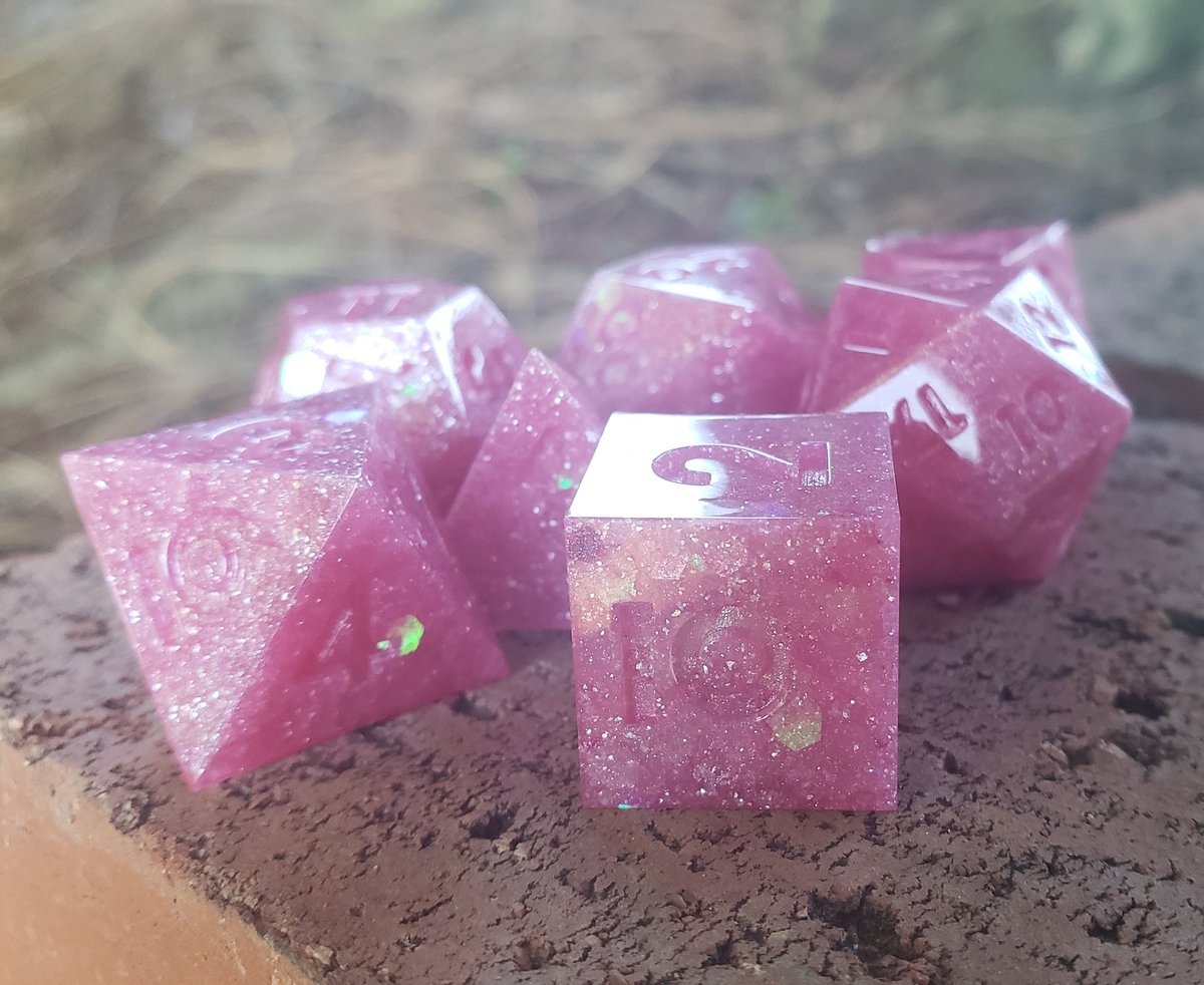 Our barbiecore dice straight out of the pressure pot!

#dnd #ttrpg #dice