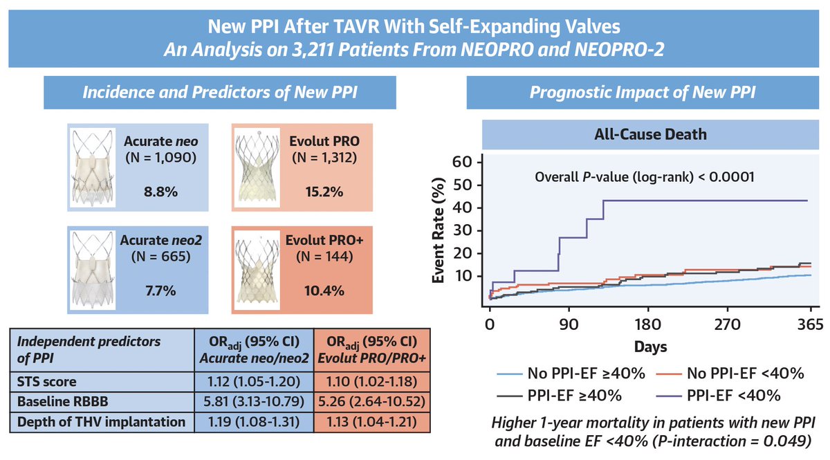 Read this study from the #NEOPRO registries now on @JACCJournals 💡New PPI after TAVR is associated w/ higher 1-year mortality 💡This is particularly evident if LVEF <40% 🌐 doi.org/10.1016/j.jcin… MPagnesi @AntonioMangieri @azeemlatib @MonteHeart