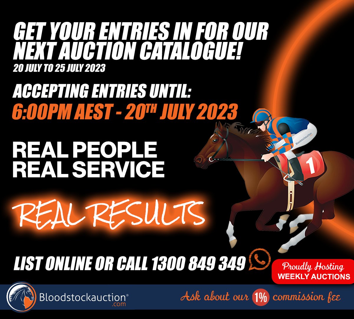 📣List Your Thoroughbred for Sale TONIGHT! We are accepting entries until 6pm AEST tonight. Auction Catalogue Period - 20 July to 25 July 2023. Auction goes live at 7pm AEST 20 July 2023 (Tonight). mailchi.mp/bloodstockauct…