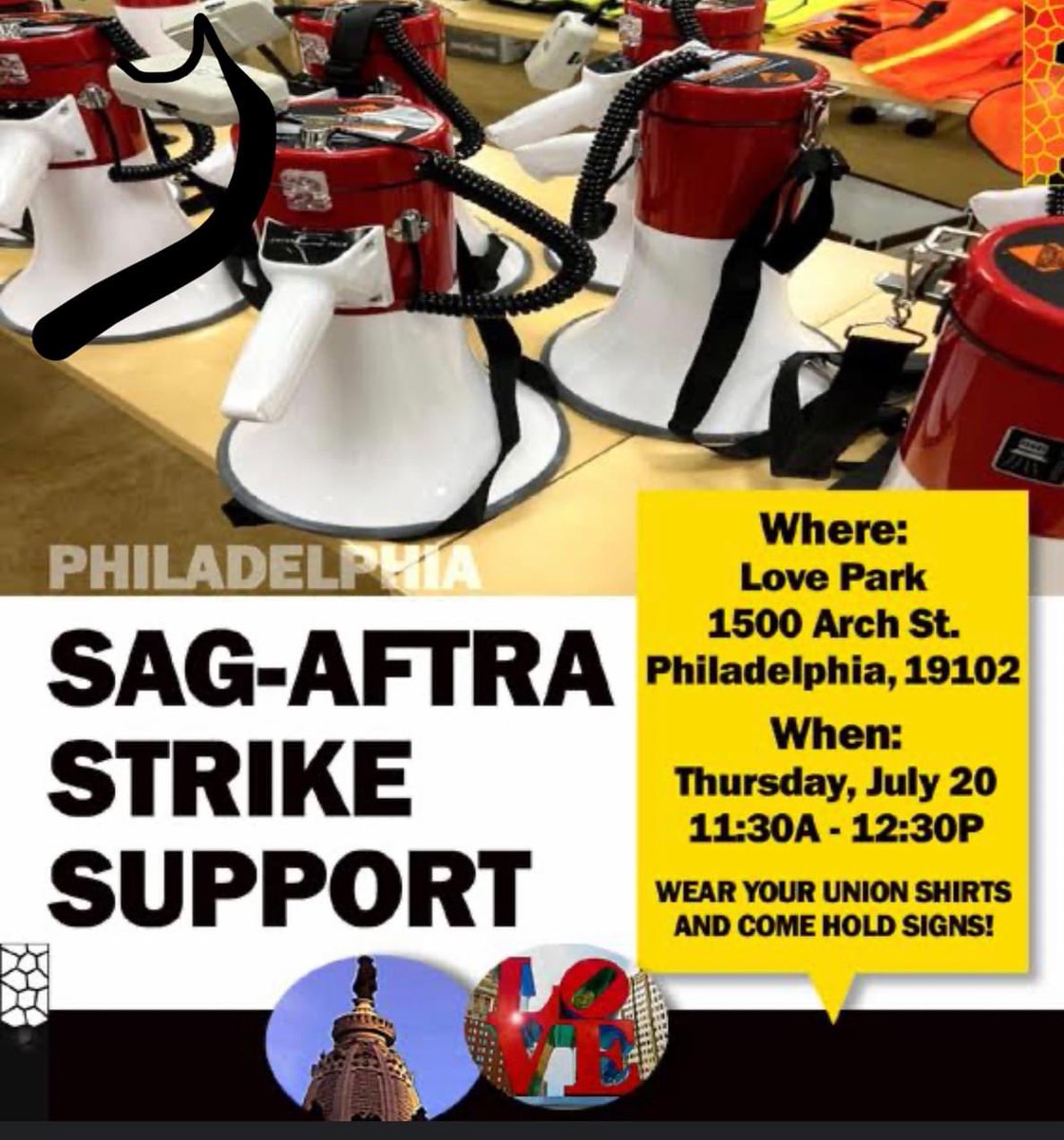 Yo #Philly! Thursday at 11:30 come to  #LovePark and show the world how much love Philly has for our actors! Join the talented Philly #sagaftramembers and our special guest. Bring signs and be loud! #unionstrong