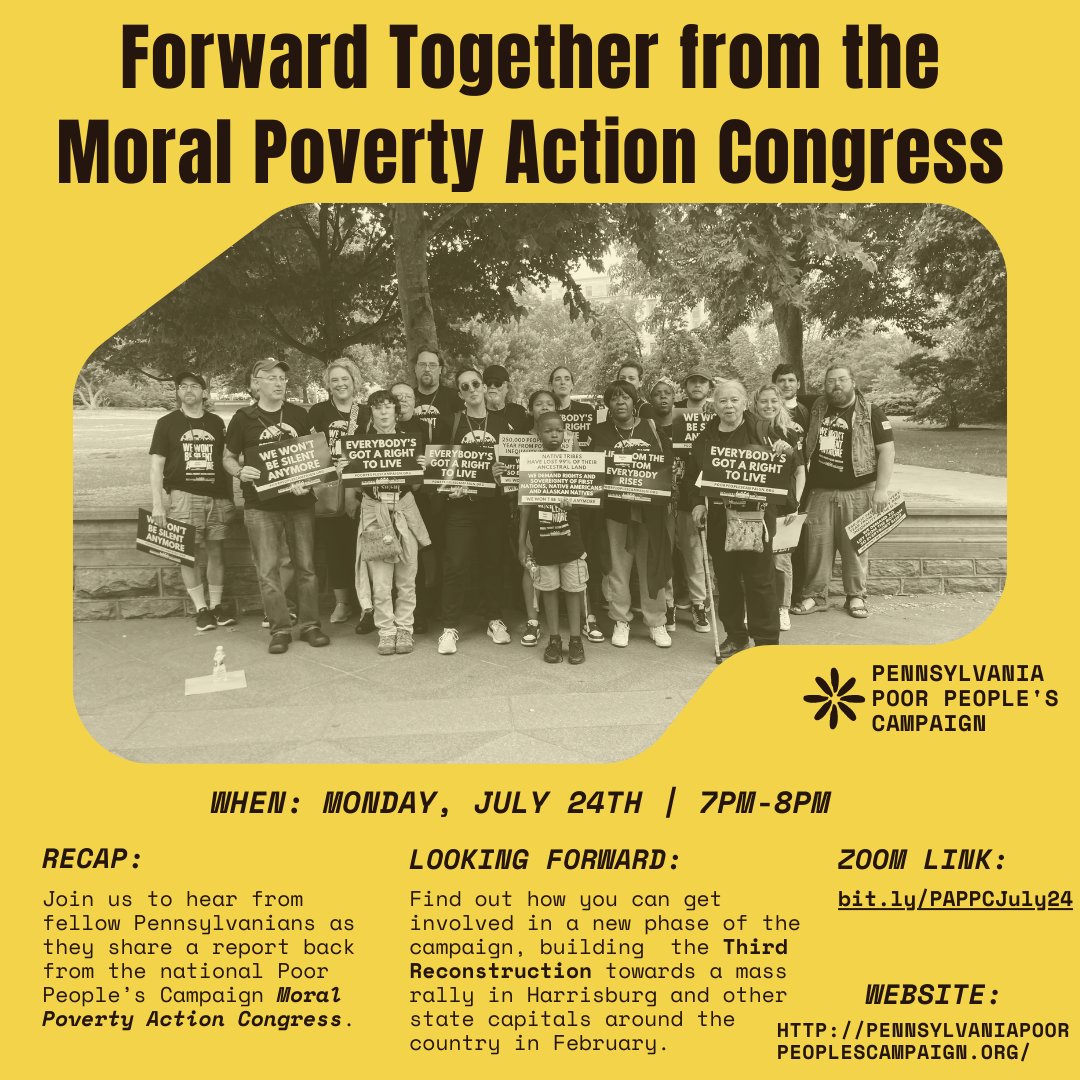 PennsylvaniaPPC's tweet photo. Last month, powerful energy of our moral movement came together in DC. Impacted people & faith leaders from across the US joined as we laid out a vision to fully eradicate poverty during Moral Poverty Action Congress. ‼️ NEXT MONDAY: https://t.co/iMTdMUuITU #ThirdReconstruction https://t.co/Ance7v496i