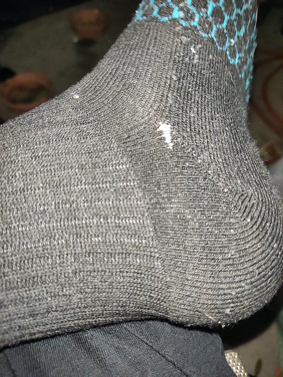Darn it! My not officially compression socks are getting a hole. Who knows the official term of what I am going to do to them because they're too expensive to throw away?
