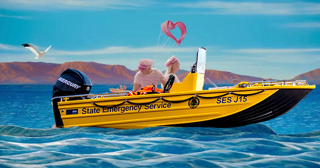 NSWSES's tweet photo. Barbie and Ken traded their Malibu dream house for Orange overalls and life jackets in the real world! 

... But will Ken's perfect hair survive the downpour? 

Be like Barbie &amp; Ken. Join the NSW SES as a volunteer today! https://t.co/FCqA7Dtm52

#SESStyleSquad #letsgoparty https://t.co/fqFQ5JON2f