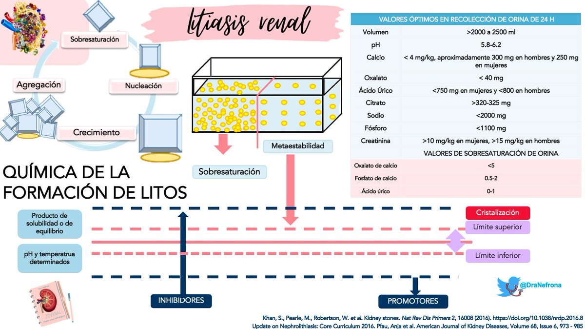 DraNefrona's tweet photo. 🩵LITIASIS RENAL 
Del baúl de los recuerdos de una exposición que hice alguna vez. 
✨ Valores normales de Na, P, Ca, Oxalato, Citrato, AU, etc en orina de 24 h
✨ Mapa conceptual de litos de Calcio
✨ Mapa conceptual de litos de Ácido úrico, Estruvita y Cistina. 
#QuieroSerNefro https://t.co/1ooNjoZAkp