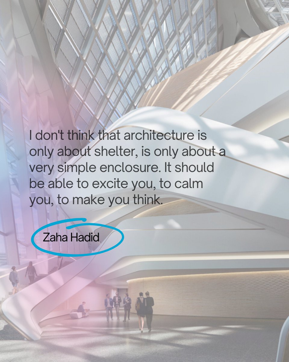 I don't think that architecture is only about shelter, is only about a very simple enclosure. It should be able to excite you, to calm you, to make you think. ~ Zaha Hadid  💭 #WednesdayWisdom 🌆#BeyondBuildings