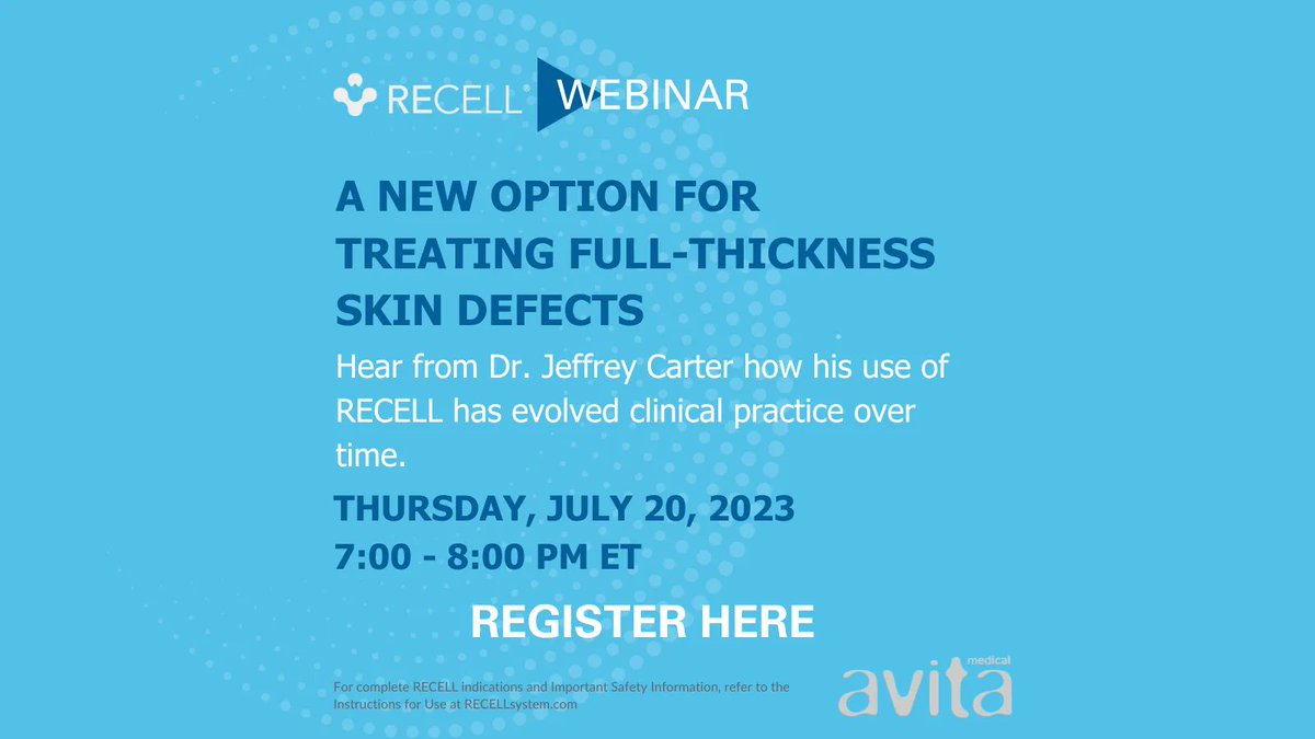 BiotechSweden's tweet photo. Please Register in Advance for a Webinar on Thursday, July 20, 2023. 7-8 PM ET.
#skinreconstruction #regenerativemedicine #fullthickness #skindisorder #webinar $RCEL $AVH 

https://t.co/XZt3nRfHr5 https://t.co/eZXGo233WK