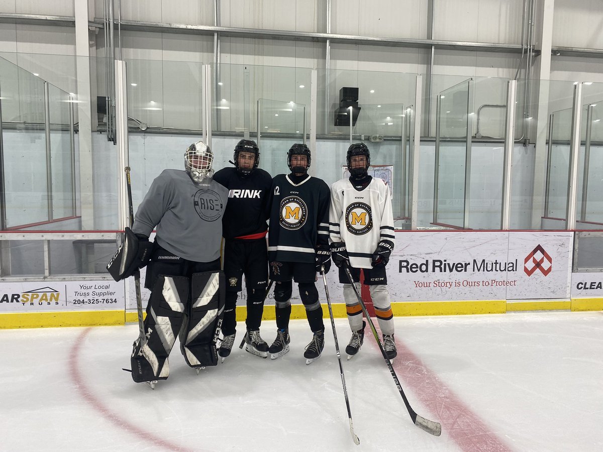 ValleyFhc's tweet photo. Good luck to these guys (left to right): Karsen, Dwight, Ragnar, Tegan as well as Ryler (not pictured) who are competing in the @mjhlhockey Prospects division weekend tournament! We’ll be cheering you on! 
#valleyfhc #betterthanyesterday https://t.co/PULXYMMWIF