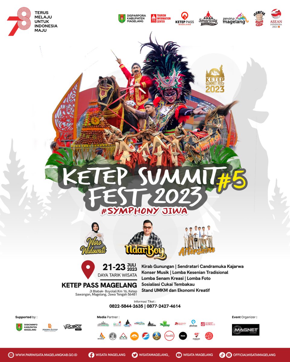 dwidjambronk89's tweet photo. Tak kei impone bolo mulai besok jum'at 21 sampai minggu 23 juli 2023 @ketep_pass duwe gawe #KETEPSUMMITFEST5, ojo lali ayo ramaikan yg jauh mendekat yg dekat merapat.
Utk info tiket bisa menghubungi nomer WA tertera.
#mangkatgasikdewe
#ngadekngarepdewe https://t.co/kmJOBuNm7G