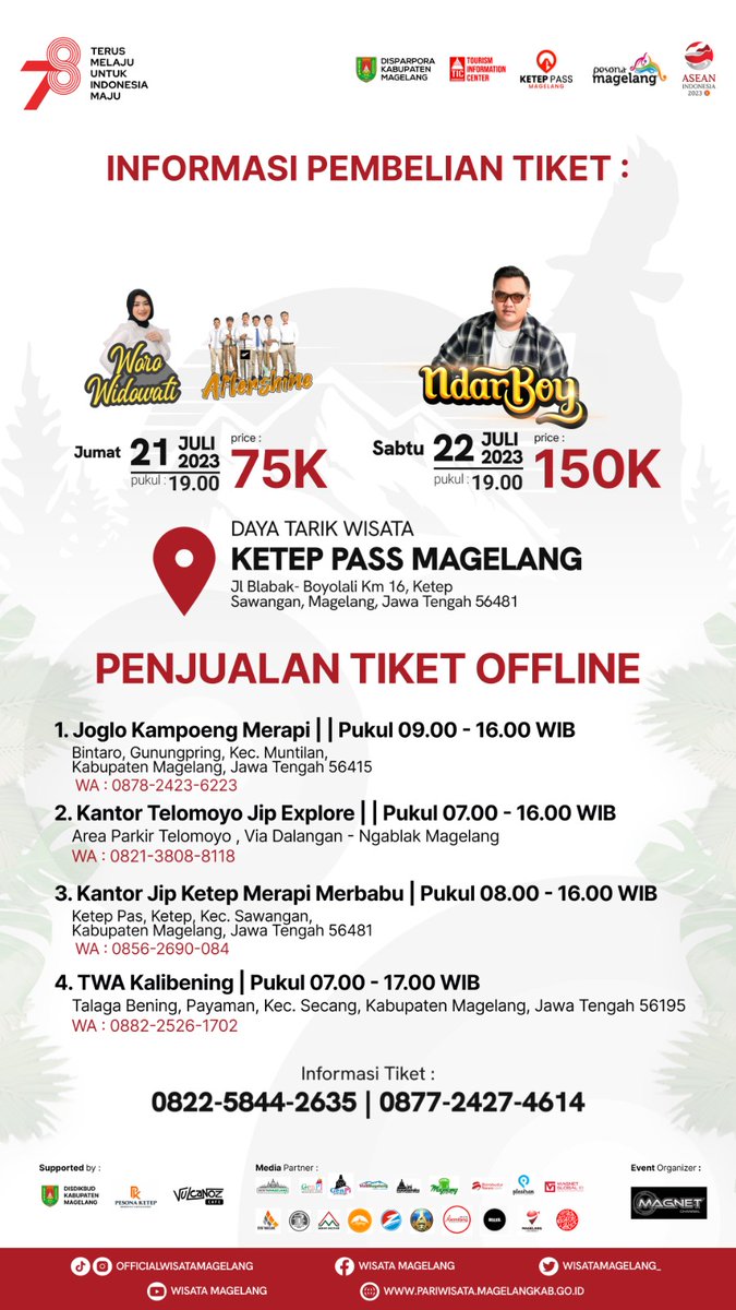 dwidjambronk89's tweet photo. Tak kei impone bolo mulai besok jum'at 21 sampai minggu 23 juli 2023 @ketep_pass duwe gawe #KETEPSUMMITFEST5, ojo lali ayo ramaikan yg jauh mendekat yg dekat merapat.
Utk info tiket bisa menghubungi nomer WA tertera.
#mangkatgasikdewe
#ngadekngarepdewe https://t.co/kmJOBuNm7G