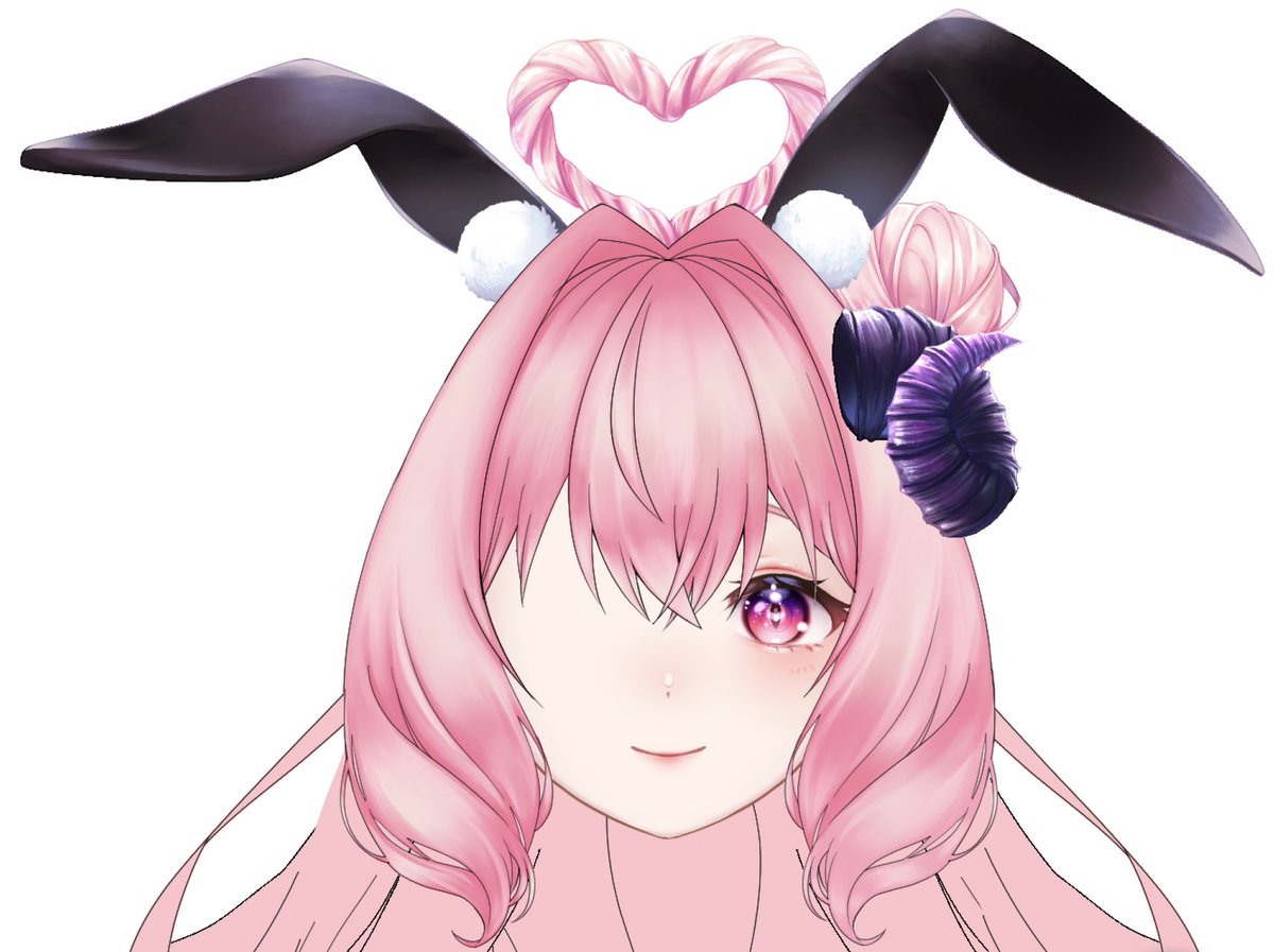 1girl rabbit ears pink hair animal ears solo smile white background  illustration images